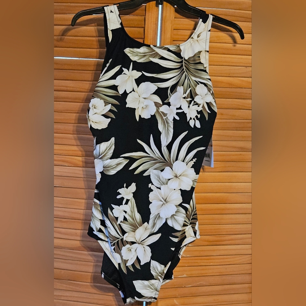Maxine Of Hollywoid Island Greenery High Neck One Piece Bathing Suit Size 10